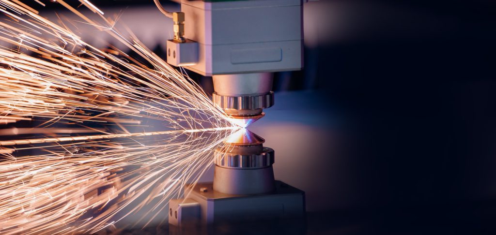 CNC laser cutting machine throwing sparks