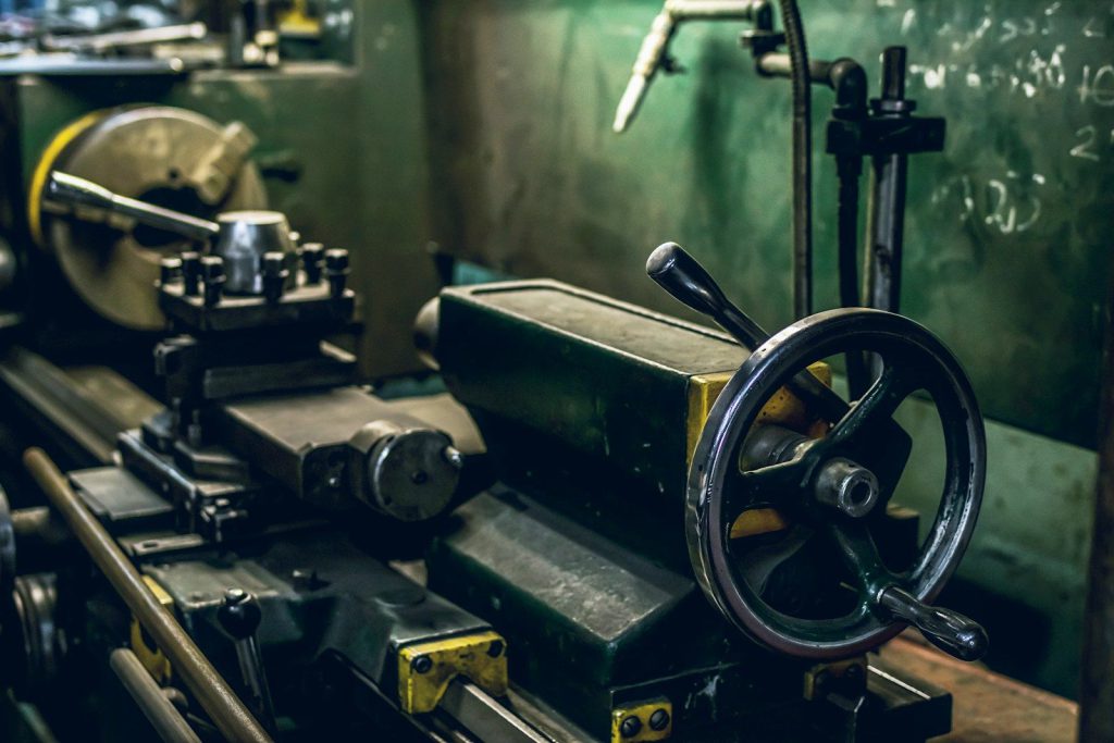 Engineer's lathe in a workshop